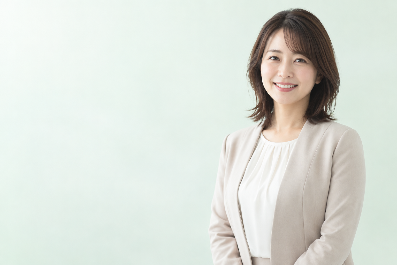 穏やかに微笑む女性のAI生成イメージ